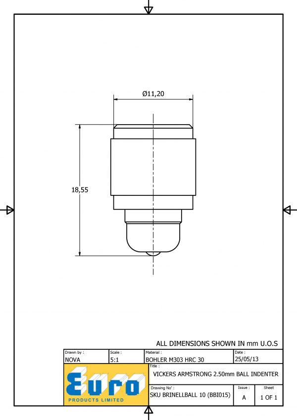 BRINELLBALL10 2.5mm Brinell Ball Indenter supplied with a 2.5mm Carbide Ball - Image 3