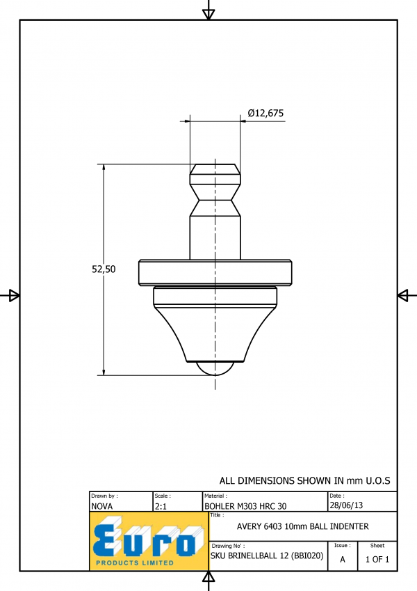 BRINELLBALL12 10mm Brinell Ball Indenter supplied with a 10mm Carbide Ball - Image 3