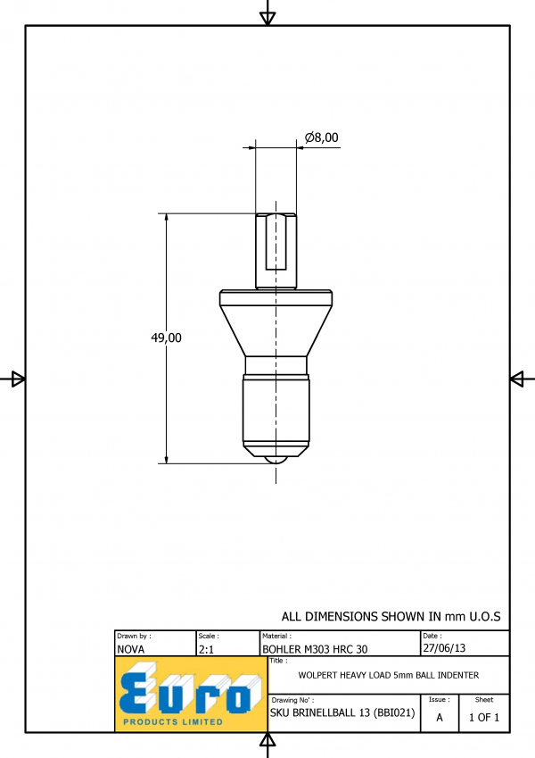BRINELLBALL13 5mm Brinell Ball Indenter supplied with a 5mm Carbide Ball - Image 3