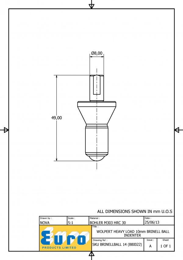BRINELLBALL14 10mm Brinell Ball Indenter supplied with a 10mm Carbide Ball - Image 3