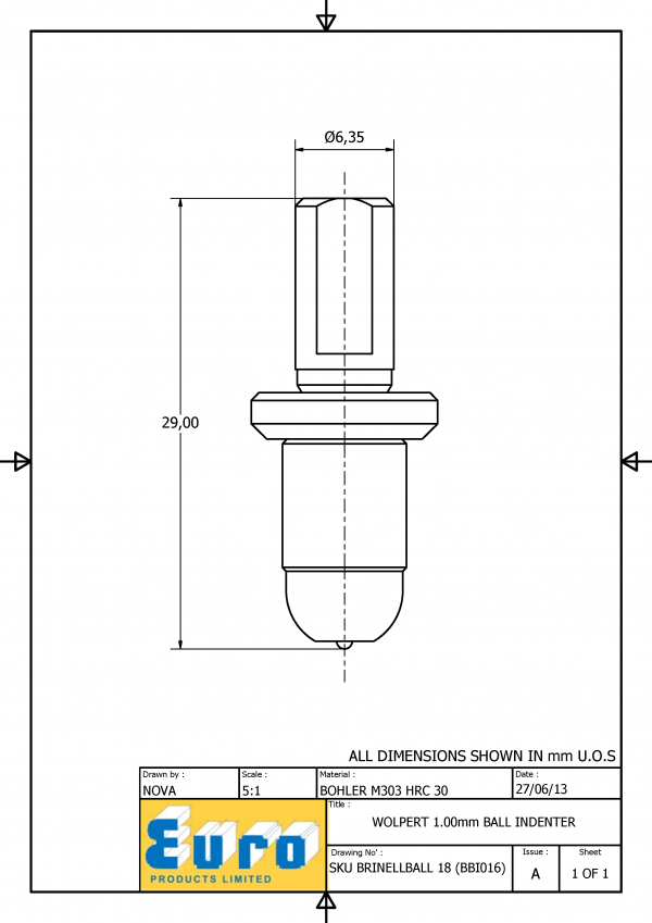 BRINELLBALL18 1mm Brinell Ball Indenter supplied with a 1mm Carbide Ball - Image 3