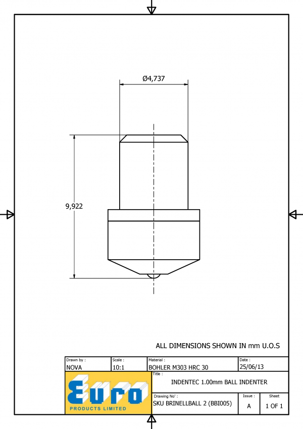 BRINELLBALL2 1mm Brinell Ball Indenter supplied with a 1mm Carbide Ball - Image 3