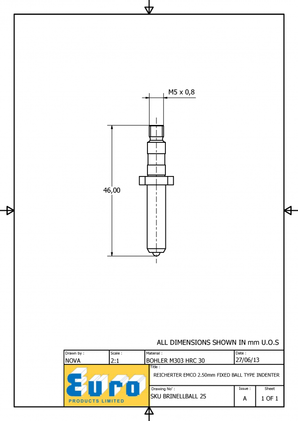BRINELLBALL25 Fixed Ball 2.5mm Brinell Ball Indenter supplied with a 2.5mm Carbide Ball - Image 3