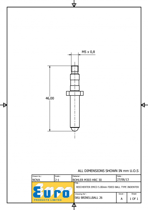 BRINELLBALL26 Fixed Ball 5mm Brinell Ball Indenter supplied with a 5mm Carbide Ball - Image 3