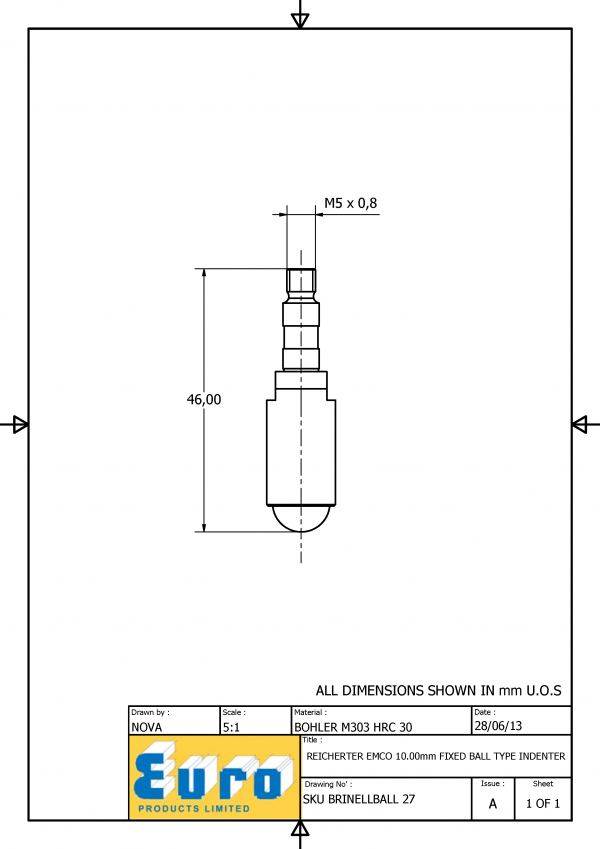 BRINELLBALL27 10mm Brinell Ball Indenter supplied with a 10mm Carbide Ball - Image 3