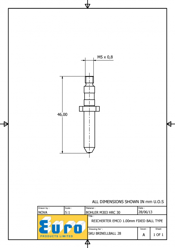 BRINELLBALL28 Fixed Ball 1mm Brinell Ball Indenter supplied with a 1mm Carbide Ball - Image 3
