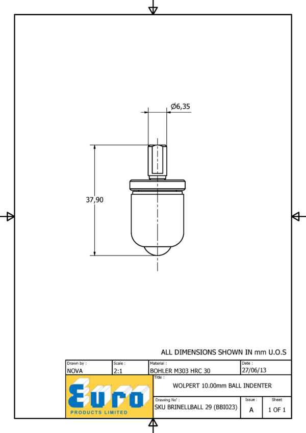 BRINELLBALL29 10mm Brinell Ball Indenter supplied with a 10mm Carbide Ball - Image 3
