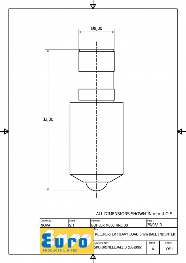 BRINELLBALL3 5mm Brinell Ball Indenter supplied with a 5mm Carbide Ball - Image 3