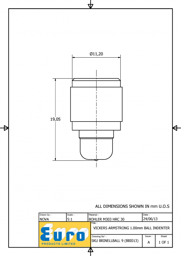 BRINELLBALL9 1mm Brinell Ball Indenter supplied with a 1mm Carbide Ball - Image 3