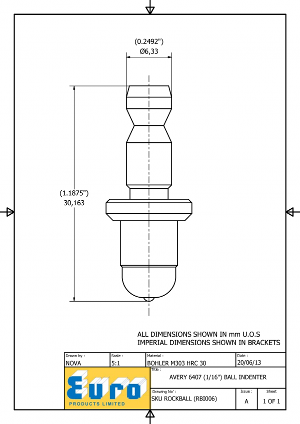 ROCKBALL10 1/16" Ball Indenter supplied with a 1/16" Carbide Ball - Image 3
