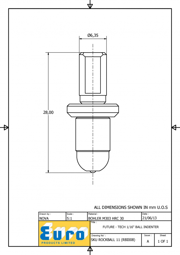 ROCKBALL11 1/16" Ball Indenter supplied with a 1/16" Carbide Ball - Image 3