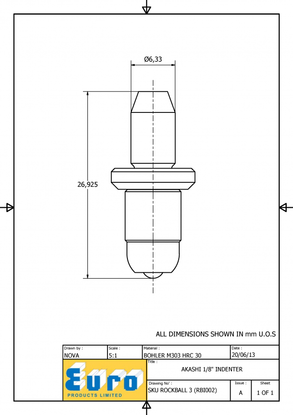 ROCKBALL3 1/8" Ball Indenter supplied with a 1/8" Carbide Ball - Image 3