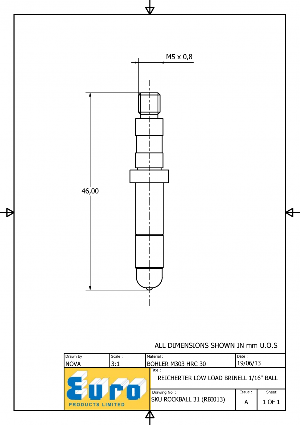 ROCKBALL31 1/16" Ball Indenter supplied with a 1/16" Carbide Ball - Image 3