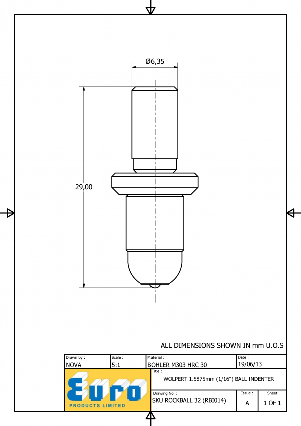 ROCKBALL32 1/16" Ball Indenter supplied with a 1/16" Carbide Ball - Image 3
