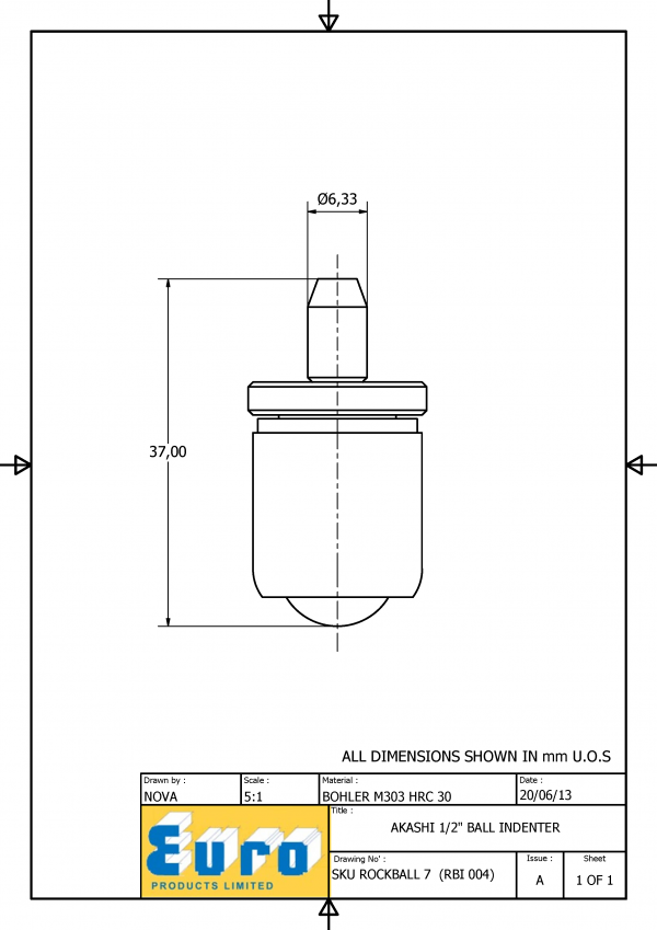 ROCKBALL7 1/2" Ball Indenter supplied with a 1/2" Carbide Ball - Image 3