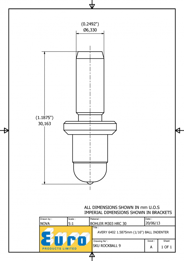 ROCKBALL9 1/16" Ball Indenter supplied with a 1/16" Carbide Ball - Image 3