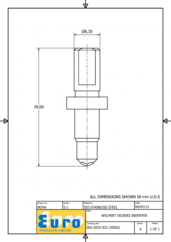 VICKH22 Macro Vickers Diamond Testing Indenter - Image 4