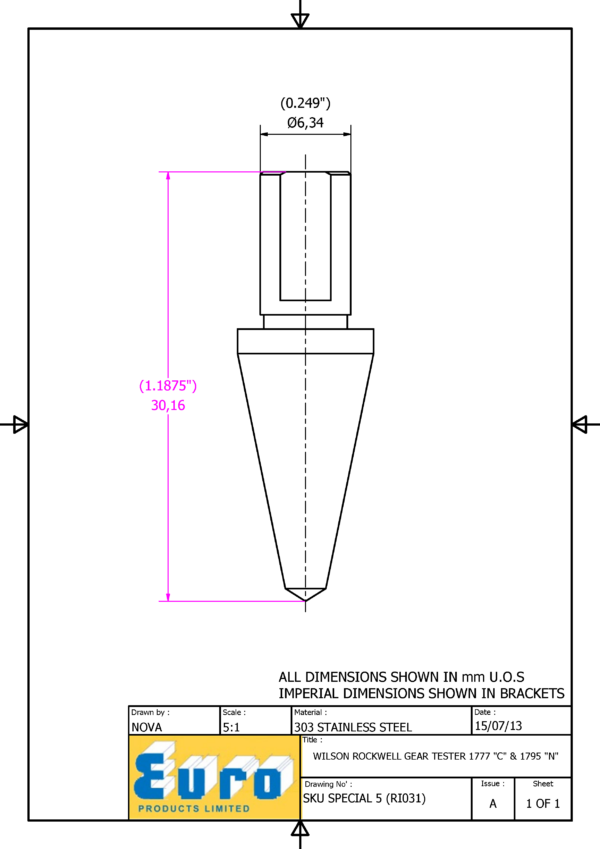 SPECIAL5 1777-C Rockwell Diamond Testing Indenter - Image 3